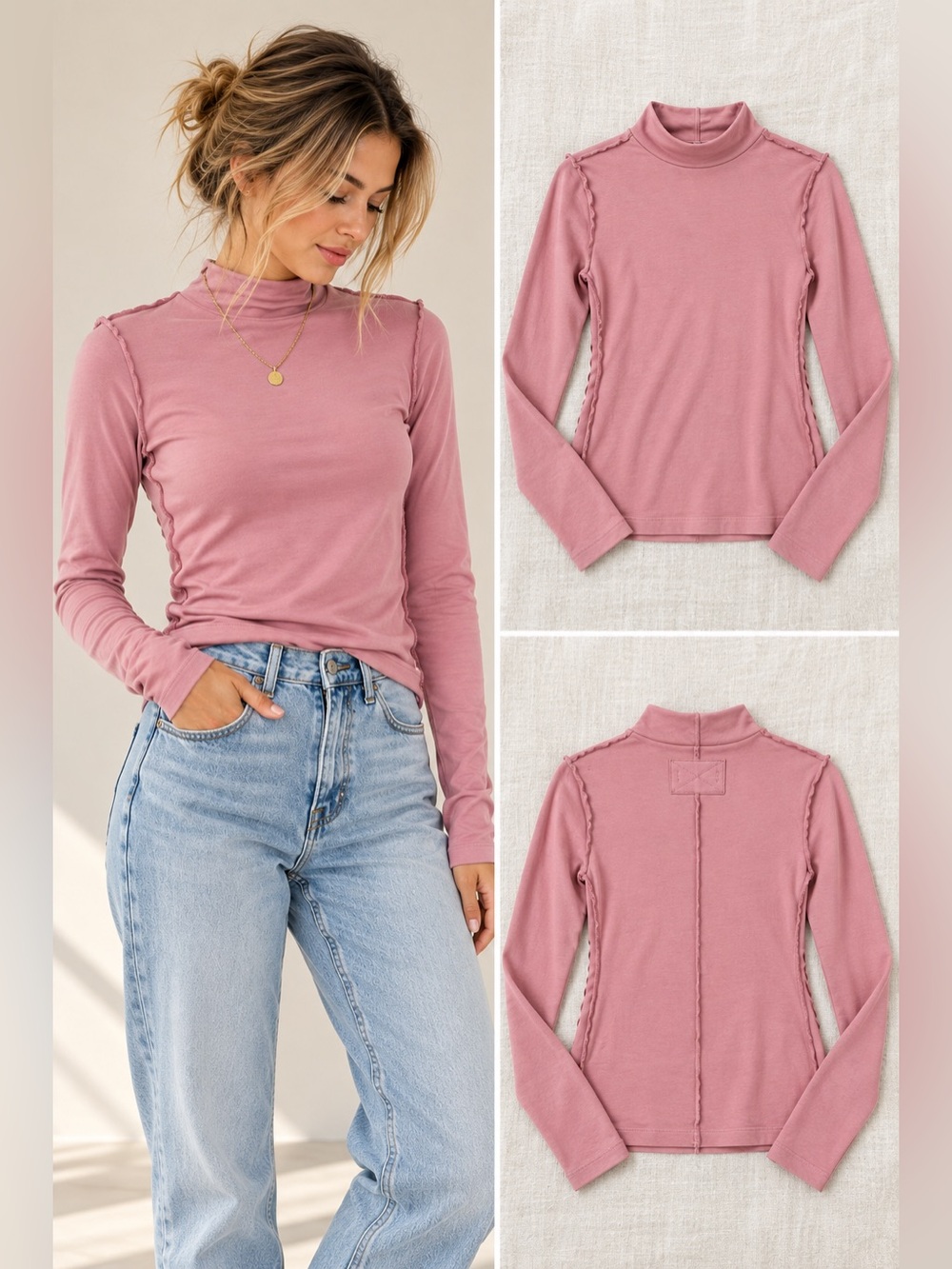 Free People We The Free Kenzie Long Sleeve Top Mauve Blossom S